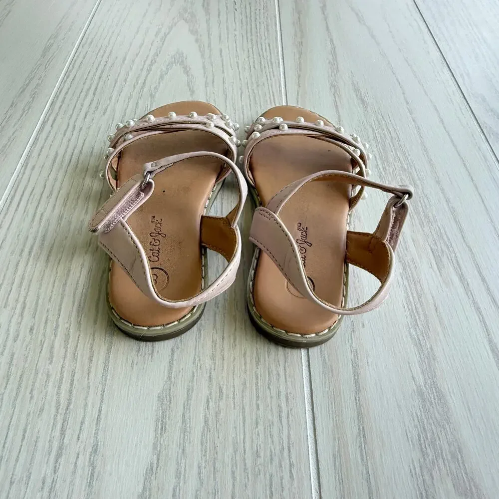 Cat & Jack Toddler Girls Jen Pearl Strap Sandals, Size 8T
